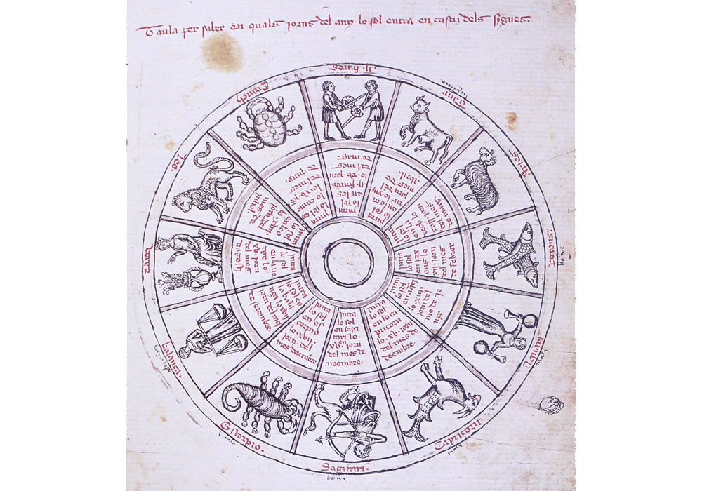 Breviari dAmor-Ermengaud Beziers-Guillem Copons-manuscrito iluminado códice-libro facsímil-Vicent García Editores-6 Zodiaco.